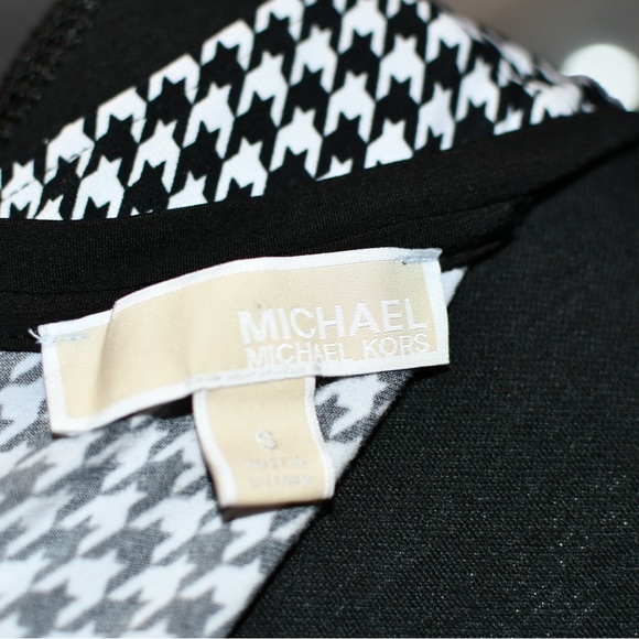 Michael Kors Houndstooth Cut Out Shoulder Dress Size Small - Picture 10 of 10